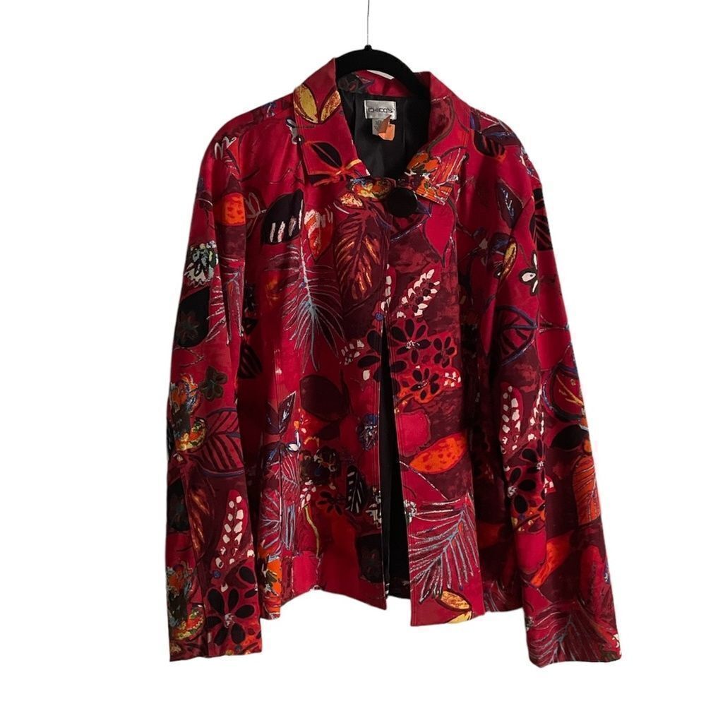 WOMEN'S CHICO’S  BATIK PRINT JACKET SIZE 3 (16/18)